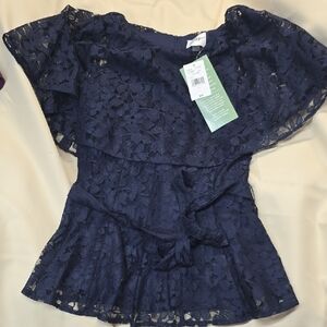J. TAYLOR Elegant Navy Lace Top